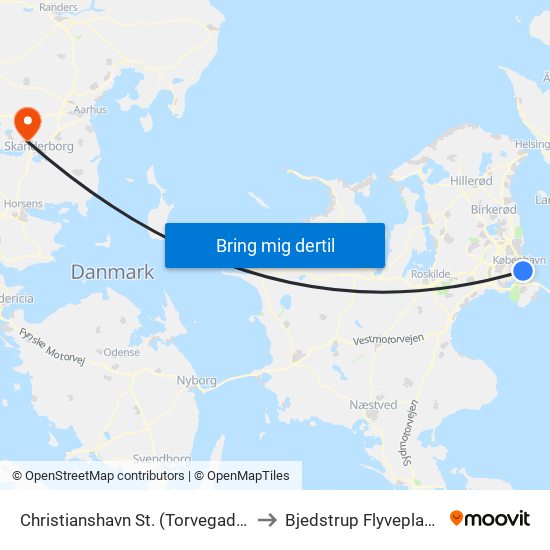 Christianshavn St. (Torvegade) to Bjedstrup Flyveplads map
