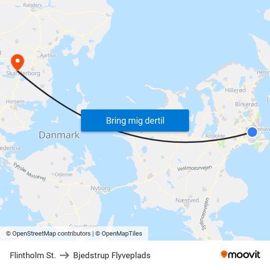 Flintholm St. to Bjedstrup Flyveplads map