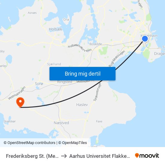 Frederiksberg St. (Metro) to Aarhus Universitet Flakkebjerg map