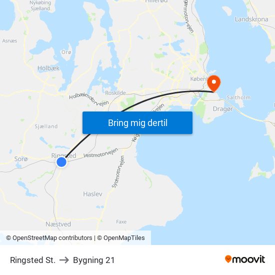 Ringsted St. to Bygning 21 map