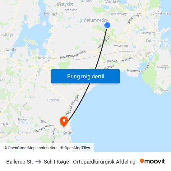 Ballerup St. to Suh I Køge - Ortopædkirurgisk Afdeling map