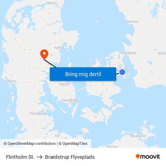 Flintholm St. to Brædstrup Flyveplads map