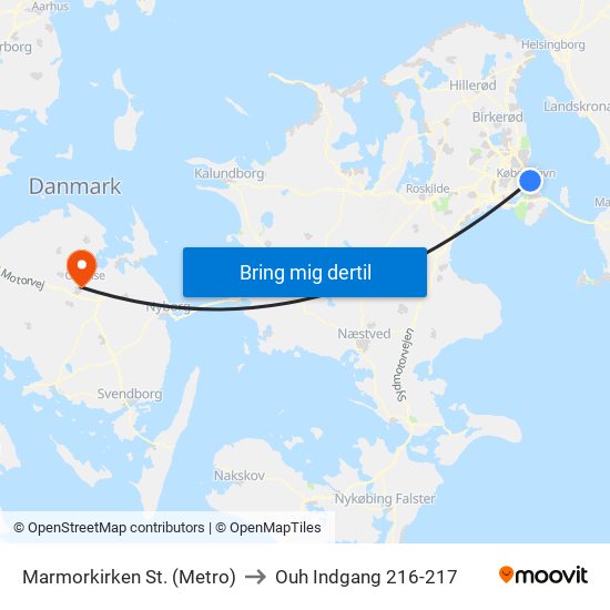 Marmorkirken St. (Metro) to Ouh Indgang 216-217 map