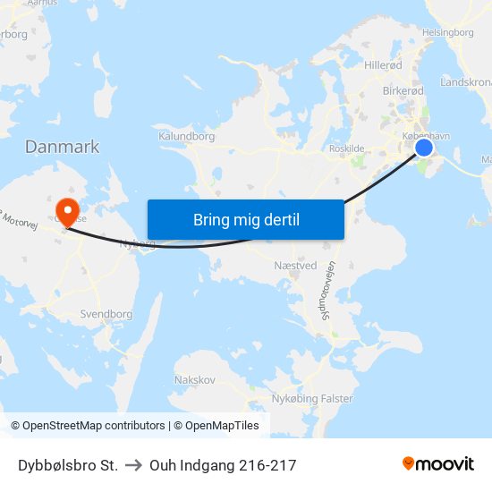 Dybbølsbro St. to Ouh Indgang 216-217 map