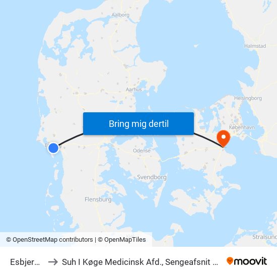 Esbjerg St. to Suh I Køge Medicinsk Afd., Sengeafsnit M2, V 3043 map