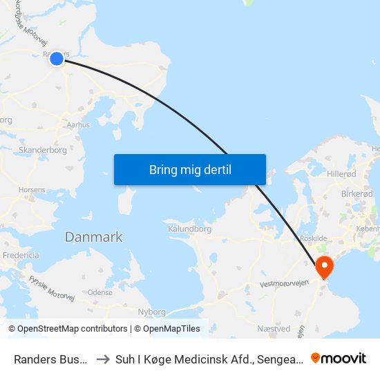 Randers Busterminal to Suh I Køge Medicinsk Afd., Sengeafsnit M2, V 3043 map