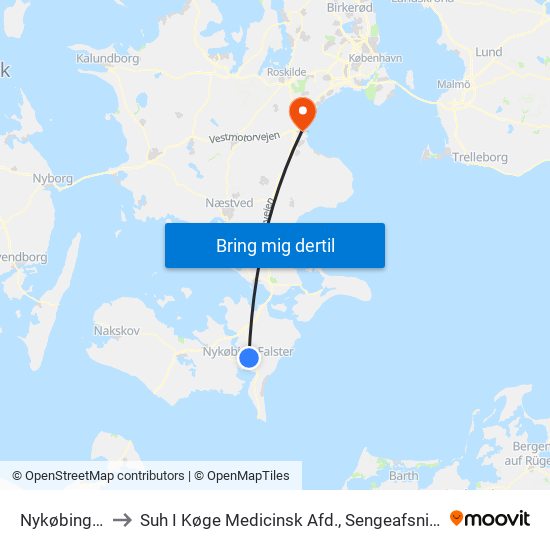 Nykøbing F St. to Suh I Køge Medicinsk Afd., Sengeafsnit M2, V 3043 map