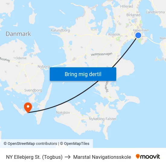 NY Ellebjerg St. (Togbus) to Marstal Navigationsskole map