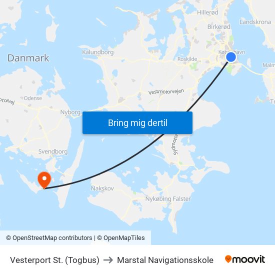 Vesterport St. (Togbus) to Marstal Navigationsskole map