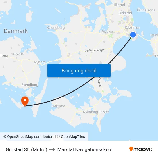 Ørestad St. (Metro) to Marstal Navigationsskole map