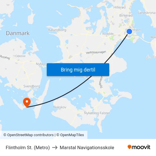Flintholm St. (Metro) to Marstal Navigationsskole map