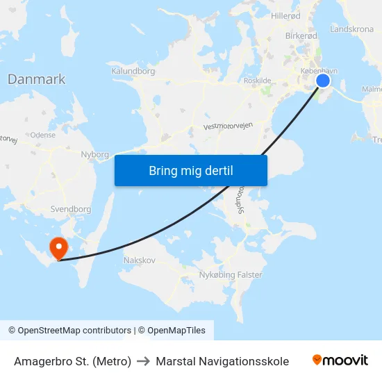 Amagerbro St. (Metro) to Marstal Navigationsskole map