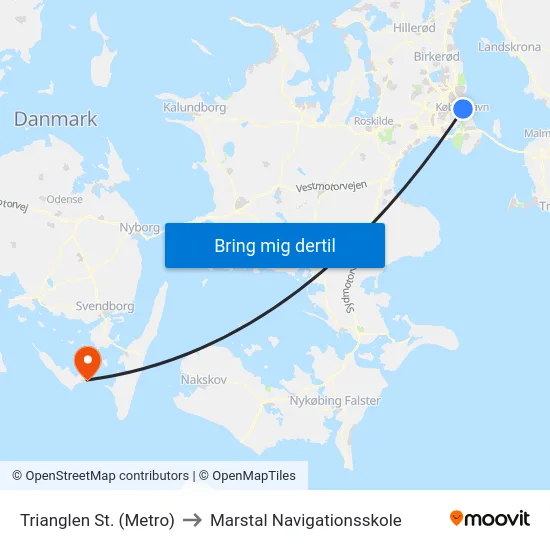 Trianglen St. (Metro) to Marstal Navigationsskole map