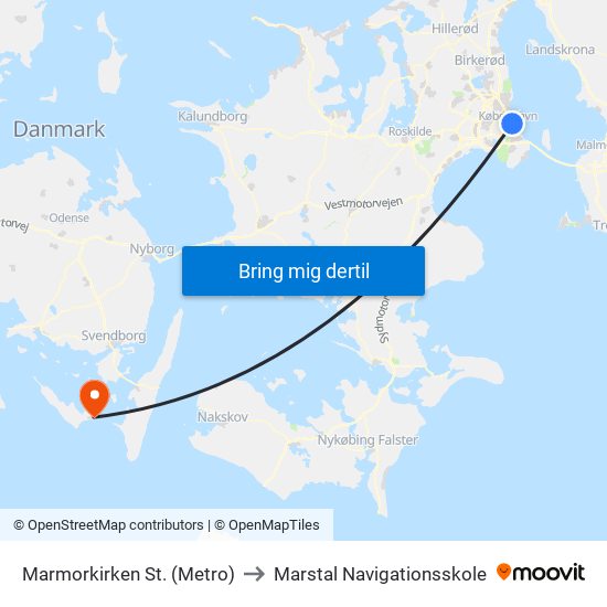 Marmorkirken St. (Metro) to Marstal Navigationsskole map