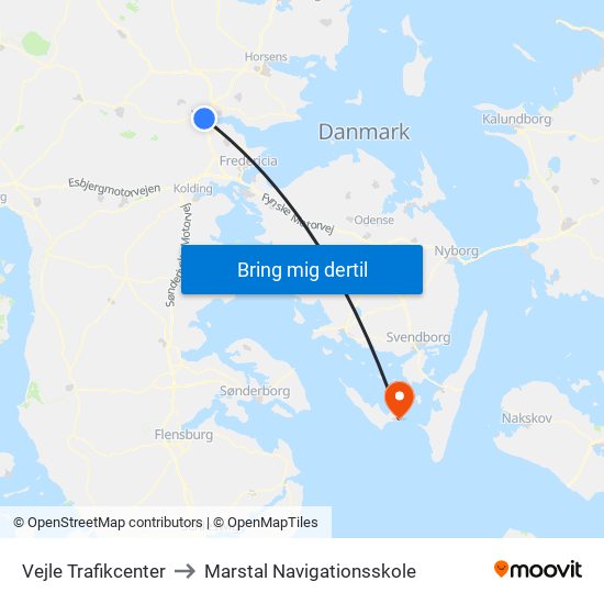 Vejle Trafikcenter to Marstal Navigationsskole map