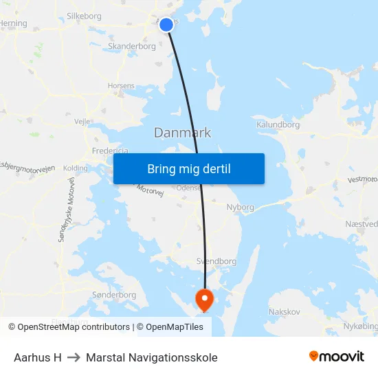 Aarhus H to Marstal Navigationsskole map