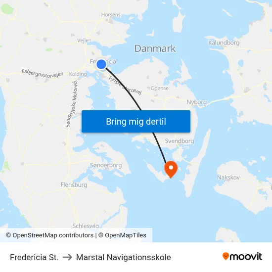 Fredericia St. to Marstal Navigationsskole map
