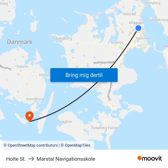 Holte St. to Marstal Navigationsskole map