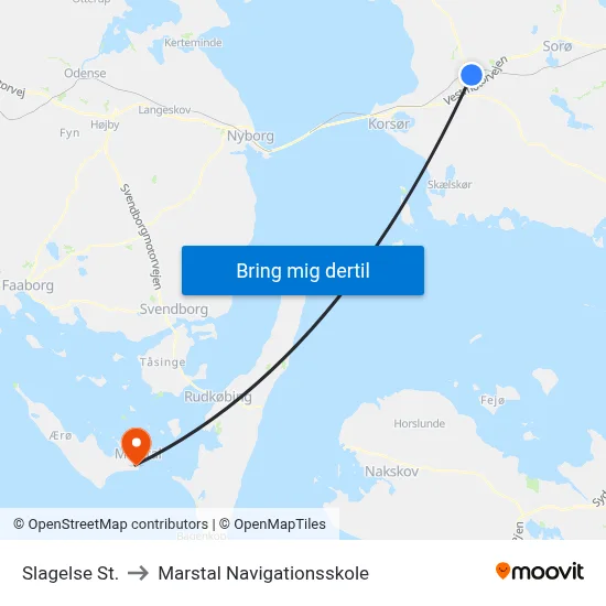 Slagelse St. to Marstal Navigationsskole map