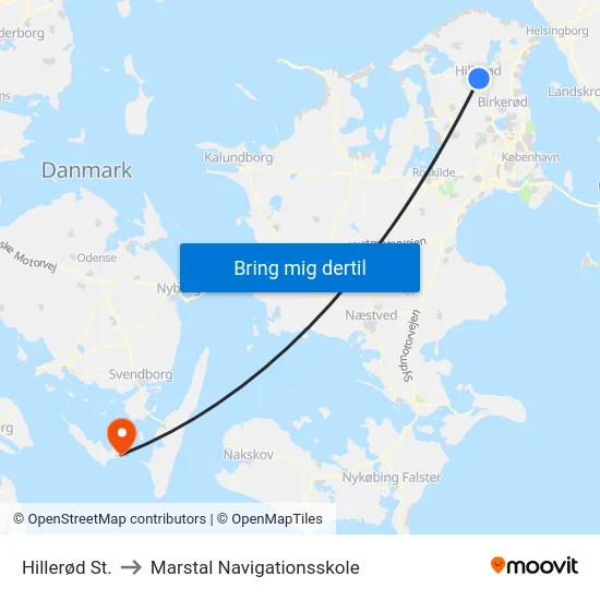 Hillerød St. to Marstal Navigationsskole map
