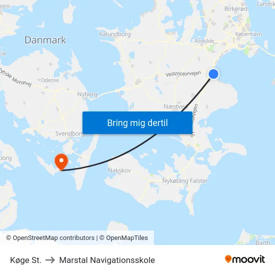 Køge St. to Marstal Navigationsskole map