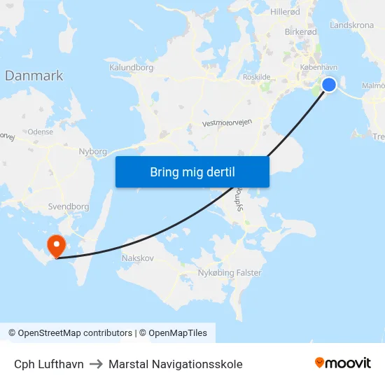 Cph Lufthavn to Marstal Navigationsskole map