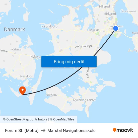 Forum St. (Metro) to Marstal Navigationsskole map