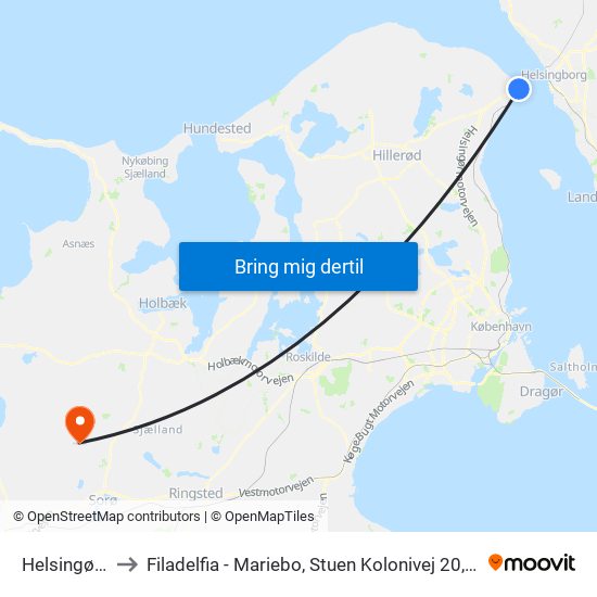 Helsingør St. to Filadelfia - Mariebo, Stuen Kolonivej 20, Dianalund. map