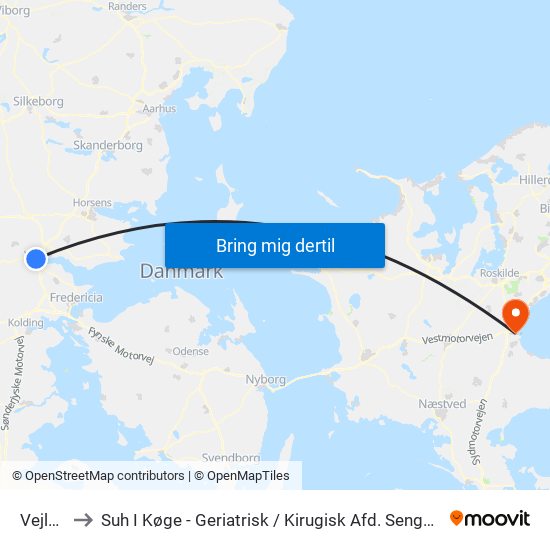 Vejle St. to Suh I Køge - Geriatrisk / Kirugisk Afd. Sengeafsnit L1 Og E1 map