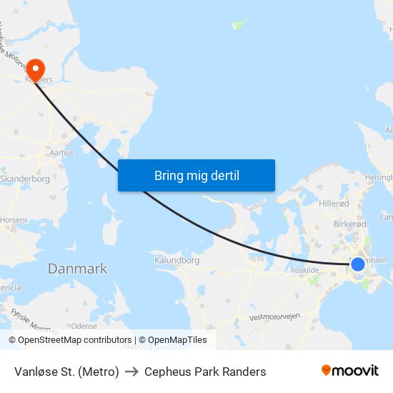 Vanløse St. (Metro) to Cepheus Park Randers map