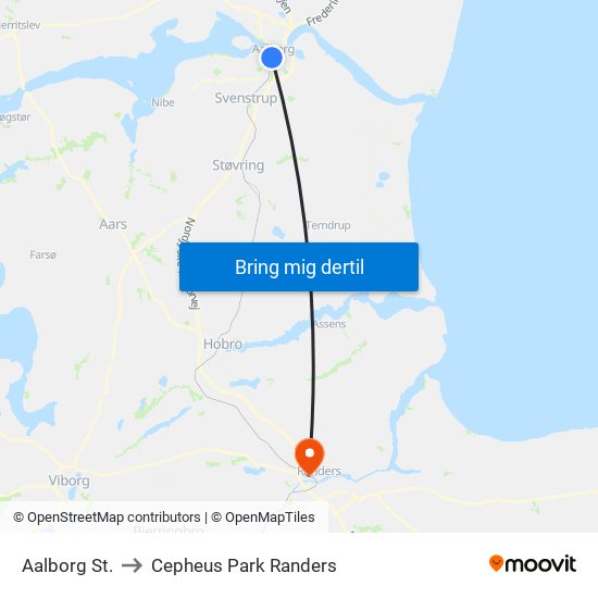 Aalborg St. to Cepheus Park Randers map