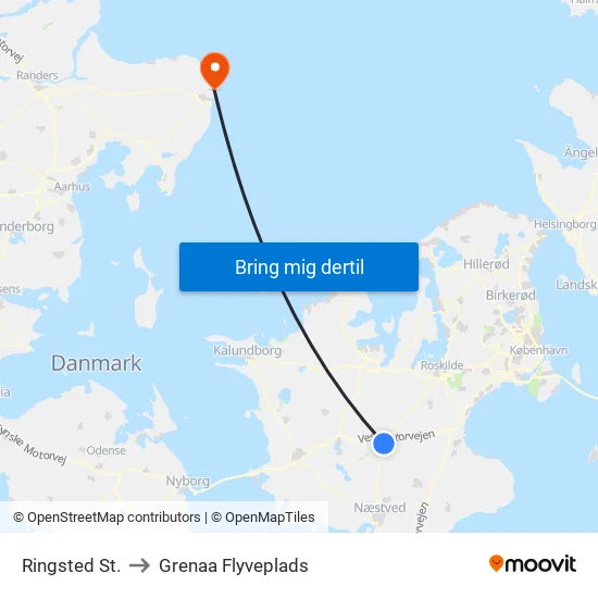 Ringsted St. to Grenaa Flyveplads map