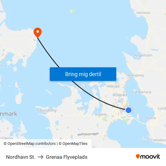 Nordhavn St. to Grenaa Flyveplads map