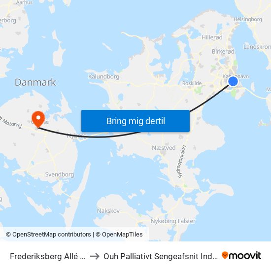 Frederiksberg Allé St. (Metro) to Ouh Palliativt Sengeafsnit Indgang 55 - 6. Sal map