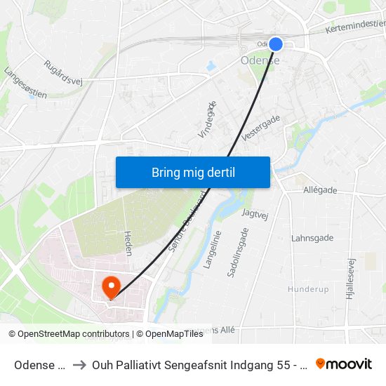 Odense St. to Ouh Palliativt Sengeafsnit Indgang 55 - 6. Sal map