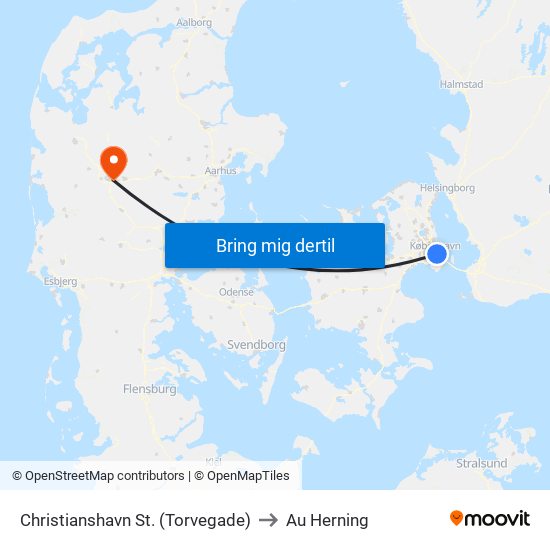 Christianshavn St. (Torvegade) to Au Herning map