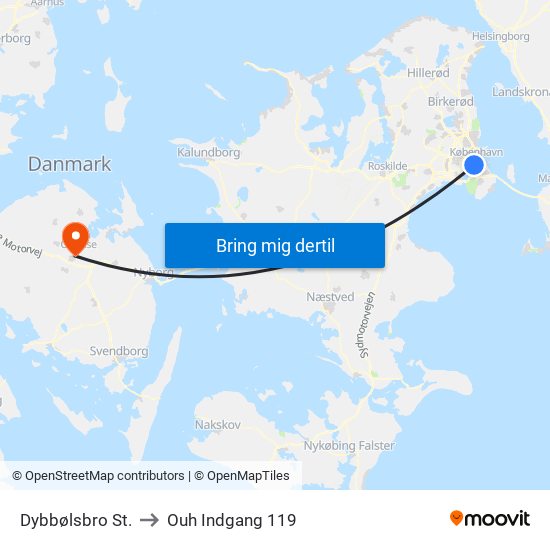 Dybbølsbro St. to Ouh Indgang 119 map