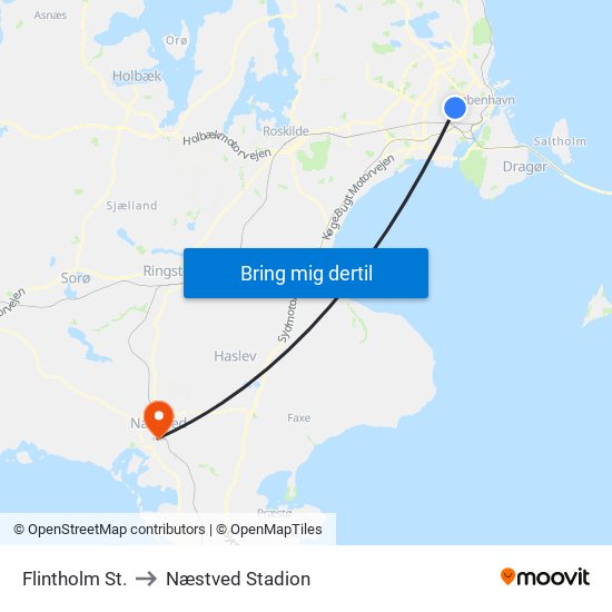 Flintholm St. to Næstved Stadion map