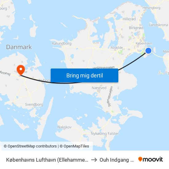Københavns Lufthavn (Ellehammersvej) to Ouh Indgang 112 map