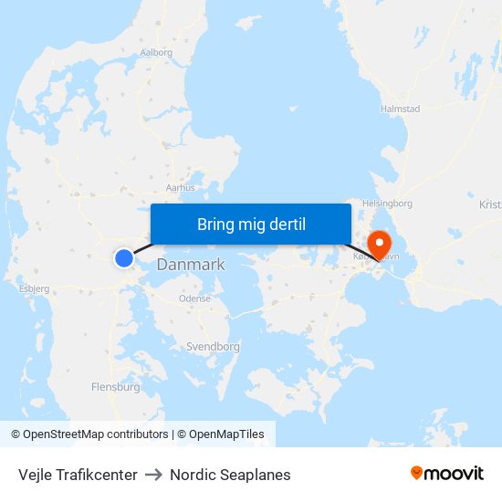 Vejle Trafikcenter to Nordic Seaplanes map