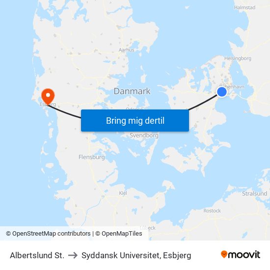 Albertslund St. to Syddansk Universitet, Esbjerg map