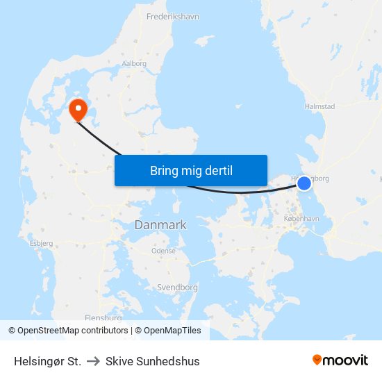 Helsingør St. to Skive Sunhedshus map