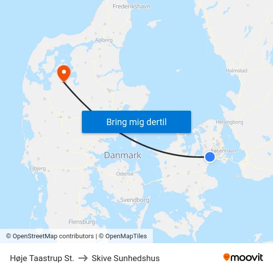 Høje Taastrup St. to Skive Sunhedshus map
