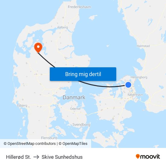 Hillerød St. to Skive Sunhedshus map