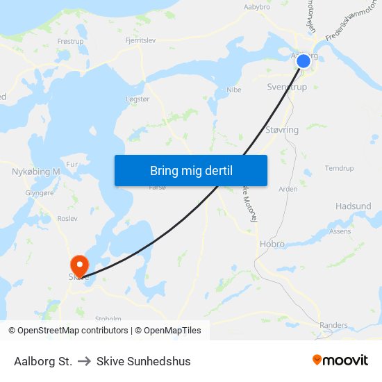 Aalborg St. to Skive Sunhedshus map