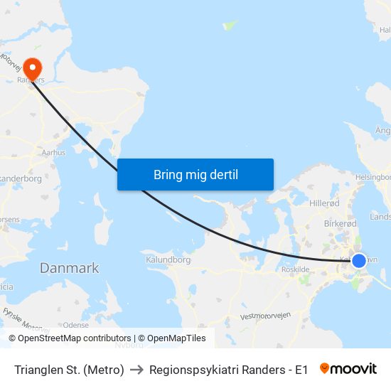 Trianglen St. (Metro) to Regionspsykiatri Randers - E1 map