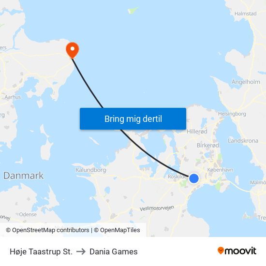 Høje Taastrup St. to Dania Games map