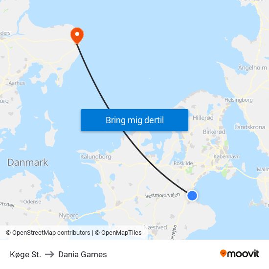 Køge St. to Dania Games map