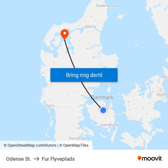 Odense St. to Fur Flyveplads map