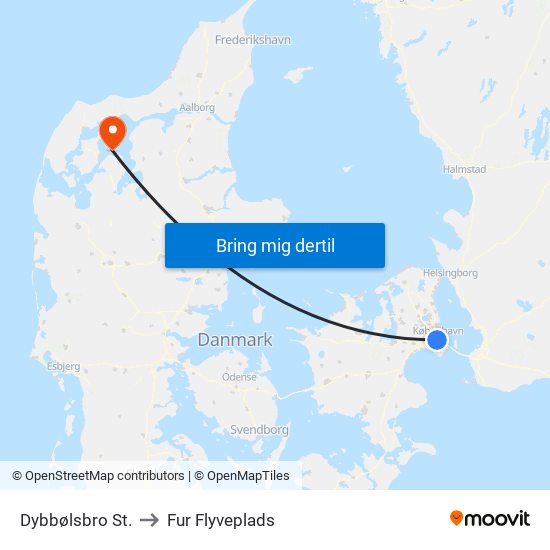 Dybbølsbro St. to Fur Flyveplads map